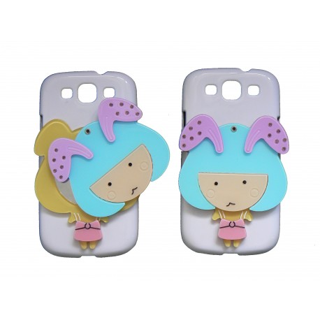 Coque pour Samsung Galaxy S3 / I9300 petite fille bleue miroir + film protection écran offert