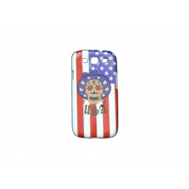 Coque pour Samsung Galaxy S3 / I9300 tête de mort drapeau USA/Etats-Unis + film protection écran offert