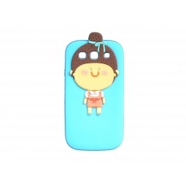 Coque silicone bleue pour Samsung Galaxy S3 / I9300 petite fille + film protection écran offert