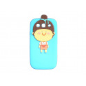 Coque silicone bleue pour Samsung Galaxy S3 / I9300 petite fille + film protection écran offert