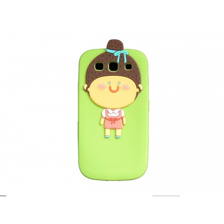 Coque silicone verte pour Samsung Galaxy S3 / I9300 petite fille + film protection écran offert