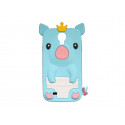 Coque silicone pour Samsung Galaxy S4 / I9500 cochon bleu turquoise + film protection écran offert