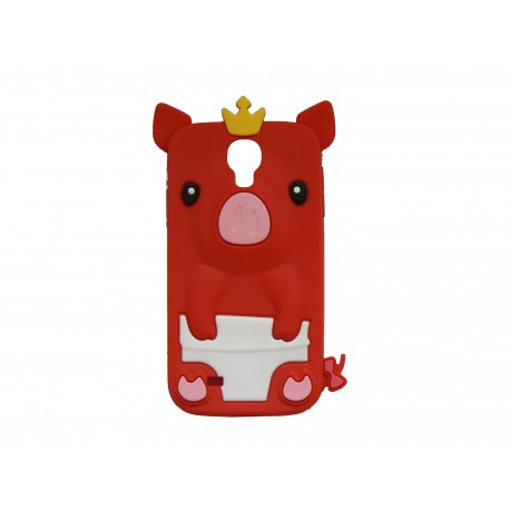 Coque silicone pour Samsung Galaxy S4 / I9500 cochon rouge + film protection écran offert