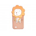 Coque silicone marron clair pour Samsung Galaxy S4 / I9500 tête de Lion + film protection écran offert