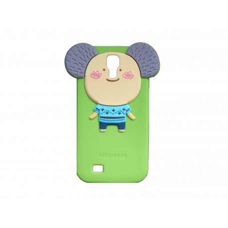 Coque silicone verte pour Samsung Galaxy S4 / I9500 koala oreilles grises + film protection écran offert