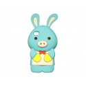 Coque silicone pour Iphone 4 lapin bleu + film protection écran offert