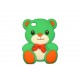 Coque silicone pour Iphone 4 ourson vert oreilles oranges + film protection écran offert