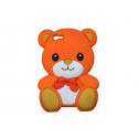 Coque silicone pour Iphone 4 ourson orange oreilles marrons + film protection écran offert