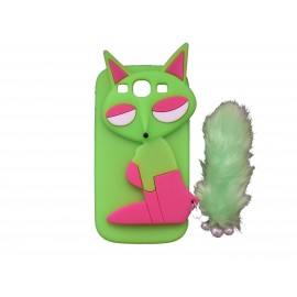 Coque silicone pour Samsung Galaxy S3 / I9300 renard vert + film protection écran offert