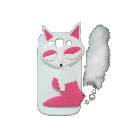 Coque silicone pour Samsung Galaxy S3 / I9300 renard blanc + film protection écran offert