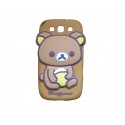 Coque silicone marron pour Samsung Galaxy S3 / I9300 ourson marron + film protection écran offert