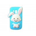 Coque silicone bleue pour Samsung Galaxy Trend/S7560 lapin blanc + film protection écran offert