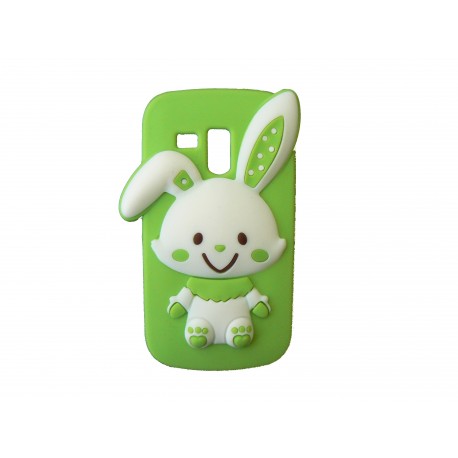 Coque silicone verte pour Samsung Galaxy Trend/S7560 lapin blanc + film protection écran offert