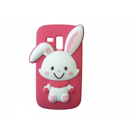 Coque silicone rose fuschia pour Samsung Galaxy Trend/S7560 lapin blanc + film protection écran offert