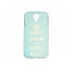 Coque  pour Samsung Galaxy S4 / I9500 bleue "keep calm" + film protection écran offert