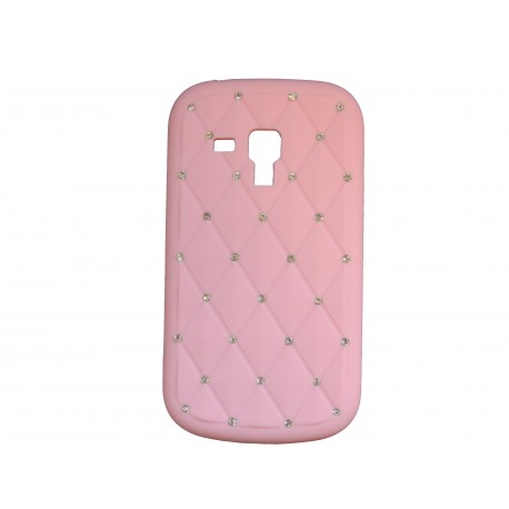 Coque silicone pour Samsung Galaxy Trend/S7560 rose clair strass + film protection écran offert