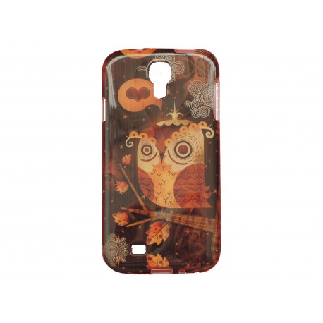 Coque pour Samsung Galaxy S4 / I9500 TPU hibou marron + film protection écran offert